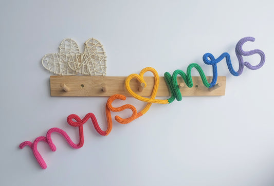 Mrs and Mrs Knitted Wire Sign