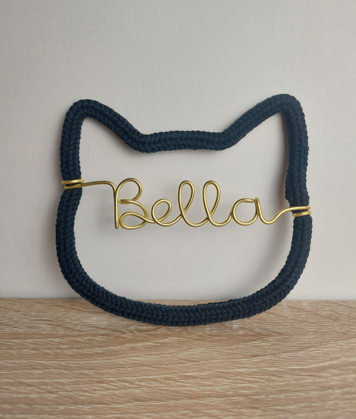 Knitted Wire Cat Head - Personalised
