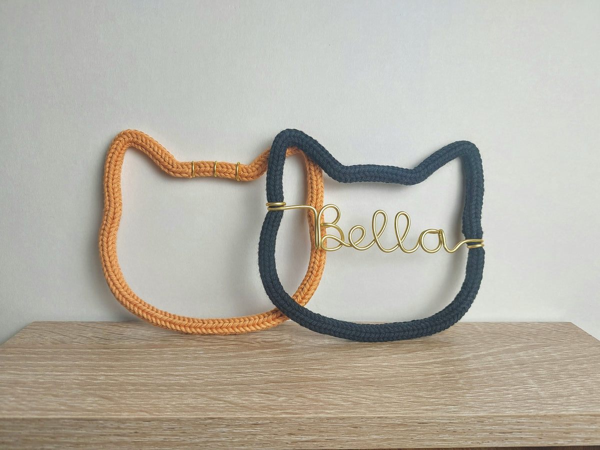 Knitted Wire Cat Head - Personalised