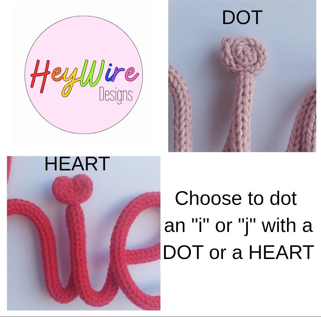 Knitted Wire Name or Word (Solid colour)